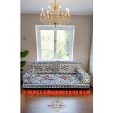 md home carpet Anadolu Desenli Şark Köşesi Yer Minderi Takımı –Süngersiz Kılıf Otantik ve Konforlu -70x190 5 Parça