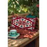 md home carpet Şark köşesi Desenli Dekoratif Halı Kaplamalı Sırt Yastığı 42x95 Süngerli - Otantik Ev Dekorasyonu