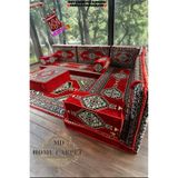 md home carpet Şark Köşesi Minder Takımı | Yer , Sırt Minderi, Etnik Desen, Salon ve Ev İçin 13 Parça Süngerli