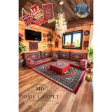 md home carpet Şark Köşesi Minder Takımı | Yer , Sırt Minderi, Etnik Desen, Salon ve Ev İçin 13 Parça Süngerli