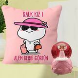 Md Kalk Kız Alem Beybi Görsün Yastık & Pembe Peri Işıklı Kar Küresi
