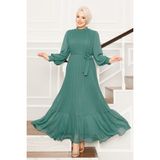 Md Kolları Organze Tesettür Abiye Çağla Yeşili - 38 - 40