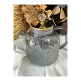 MD MİMOZA DEKOR Borasilikat Cam Demlik / Kulplu / Füme / ± 1.5 L