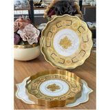 Md Mimoza Dekor Luxury 2'li Yuvarlak Ahşap Tepsi