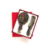 MD Moda Accessories Vintage Tavus Kuşu Desenli Ayna ve Tarak Seti – Taşlı, Metal, Özel Kutulu Hediye Seti