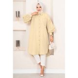 Md Oval Kesim Tesettür Gömlek Tunik Sarı - 38 - 40