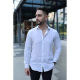 MD1974 100% Keten Erkek Keten Gömlek Orjinal MD174 Keten - Beyaz - 2XL