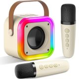 MDCGFOD Çocuklar için Mini Karaoke Makinesi, Bluetooth Karaoke Hoparlör, 2 Kablosuz Mikrofon ve Çocuklar ve Yetişkinler için LED Işıklar, Kız Erkek Çocuklar için Doğum Günü Hediyeleri 3, 4, 5, 6, 7, 8+ Yaş