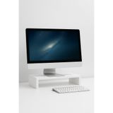 MDesign Beyaz Pc Monitör Standı Ergonomik Ev Ofis Monitör Altlığı Masaüstü Bilgisayar Düzenleyici