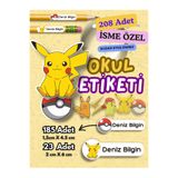MDesign Okul Etiketi Kalem Defter Etiketi POKEMON PİKAÇU Temalı İsim Yazılabilen Etiket - 208 Adet