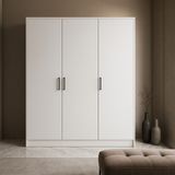 MDF 3 Kapaklı Yüklük Dolap | 180×135×50 cm | Beyaz – Modern Çok Amaçlı Gardrop