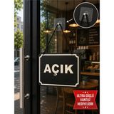 Mdf Kapı Tabelası Açık Kapalı Çift Yönlü Mağaza Dükkan Ofis Açık Kapalı Yazısı (15X20 Cm)