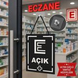 Mdf Kapı Tabelası Eczane Açık Kapalı Çift Yönlü Mağaza Dükkan Ofis Açık Kapalı Yazısı (30X40 Cm)