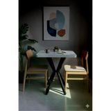 Mdf Mutfak Masası,cafe Masası ,balkon Masası, Bahçe Restoran Masası Yemek Masası 70x70 Metal Ayak Kalınlaştırmalı Beyaz