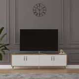 MDF Petra/Beyaz TV Ünitesi - 160 cm, Şık & Modern Tasarım TV Sehpası, T-03
