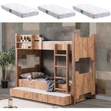 MDF Profil Ranza, Avrasya Ayrılabilir Ranza, Ceviz Yavrulu Ranza + 3 Adet Comfort Yatak - 90 x 200 cm