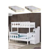 Mdf Profil Ranza, Deluxe Ayrılabilir Ranza - Beyaz + 2 Adet Comfort Yatak