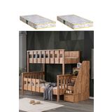 Mdf Profil Ranza, Deluxe Ayrılabilir Ranza - Ceviz + 2 Adet Comfort Yatak
