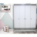 Mdf Stella 4 Kapılı Bebek&çocuk Odası Gardırop - Antrasit - Beyaz