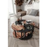 Mdf Yin Yang Unıty Serenıty Orta Sehpa 4 Lü Siyah Ceviz 70 Cm