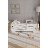 Mdflam Modern Montessori Çocuk Yatak, Baza, Karyola 160*90 cm - Beyaz - 80 x 140 cm