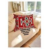 mdhomecarpet Şark köşesi KIRMIZI Dekoratif Halı kilim Kaplamalı Şişme Kırlent 42x60 - Otantik Ev Dekorasyonu