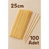 MDİZMİR Çöp Şiş Bambu 25 Cm 2,5mm Tahta Şiş Çubuk Uzun 100 Adet
