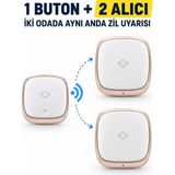 MDSTECH 1 Buton 2 Alıcılı Kablosuz Kapı Zili LED Işıklı 38 Melodili IP44 Priz Tipi Tak Çalıştır - refaerfgngc