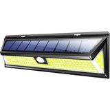 Mdstech 180 LED Güneş Enerjili Duvar Lambası Kumandalı Hareket Sensorlu 3 Modlu IP65 Su Geçirmez Dış Mekan Aydınlatma - Siyah