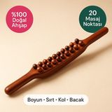 Mdstech Profesyonel Ahşap Gua Sha Roller – 20 Masaj Noktalı Kas Gevşetme Aleti, Anti‑Selülit & Lenf Masajı