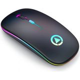 Mdstech Şarj Edilebilir Kablosuz LED Işıklı Sessiz Mouse – Ergonomik ve Hassas Kullanım - Siyah