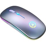 Mdstech Şarj Edilebilir Kablosuz LED Işıklı Sessiz Mouse Gri – Ergonomik ve Hassas Kullanım