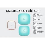MDSTECHKablosuz Kapı Zili Seti – 2 Alıcılı, IP44 Su Geçirmez, 38 Melodi, Tak-Çalıştır Doorbell - refaerfgngc
