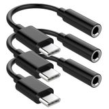 MDZBG USB Tip C - 3,5 mm Aux Ses Dongle Kablosu, USB C Kulaklık Adaptörü iPhone 15 Serisi, iPad Pro, MacBook, Galaxy S24 S23 S22, 3'lü Paket, Siyah