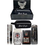 Me Çanta Beşiktaş Orjinal Lisanslı Beyaz Kutu Kalemtraş Ahşap Kutulu 6'lı Kırtasiye Seti - 00-Siyah