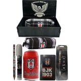 Me Çanta Beşiktaş Orjinal Lisanslı Kırmızı Kutu Kalemtraş Ahşap Kutulu 6'lı Kırtasiye Seti - Siyah - Gri