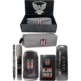 Me Çanta Beşiktaş Orjinal Lisanslı Siyah Kutu Kalemtraş Ahşap Kutulu 6'lı Kırtasiye Seti - Gri