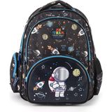 Me Çanta Me Astronot Baskılı Desenli Siyah Okul Çantası