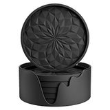 ME.FAN Tutuculu Silikon Bardak Altlıkları, [6 Paket] İçme Bardak Altlığı - Sıcak veya Soğuk İçecekler için Bardak Matı, Kalınlaştırılmış, Kaymaz, Yapışmaz, Derin Tepsi Siyah
