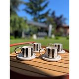 Me Gusta Home 4'lü Seramik Kalp Detaylı Fincan Takımı - 4 Adet - 100 ml