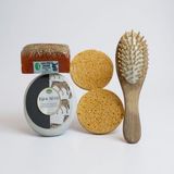 ME-SA LuxuriA Doğal Kabak Lifi Sabun Süngerli Bambu Masaj Tarağı Peeling 4’lü Cilt Bakım Set