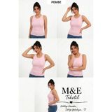 M&e Tekstil Kadın Kaşkorse Sıfır Kol Bisiklet Yaka Pamuklu Atlet Bluz - Pembe - XL