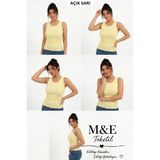 M&e Tekstil Kadın Kaşkorse Sıfır Kol Bisiklet Yaka Pamuklu Atlet Bluz - XL
