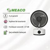 Meaco Sefte® 8" Bataryalı Ultra Sessiz Masaüstü Vantilatör – Uyku Modlu ve Enerji Tasarruflu Serinletici Fan - Beyaz