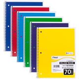 Mead Spiral Notebooks, 1 Subject, College Ruled Paper, 70 Yaprak, Renkli Not Defterleri, Çizgili Kağıt, Ev Okul Malzemeleri & K-12, 10 1/2" x 8", Çeşitli Renkler, 6 Paket (73065)