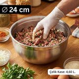 Meaty & Cheesy Çelik Kase 24 cm (4.6 L) - Hamur Yoğurma ve Çok Amaçlı Karıştırma Kabı - 1 Adet