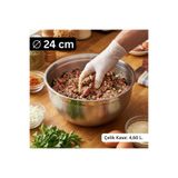 Meaty Cheesy Çelik Kase 24 cm (4.6 L) - Hamur Yoğurma ve Çok Amaçlı Karıştırma Kabı