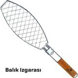 Meaty Cheesy Dooman Paslanmaz Çelik Balık Izgara Teli Ahşap Saplı 30x13 cm Izgara Alanı - 318g