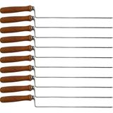 Meaty&Cheesy Cağ Kebap Şişi Paslanmaz Çelik ve Ahşap Saplı 10'lu - 36 cm - Gri - 10 Adet