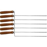 Meaty&Cheesy Cağ Kebap Şişi Paslanmaz Çelik ve Ahşap Saplı 6'lı - 36 cm - Gri - 6 Adet